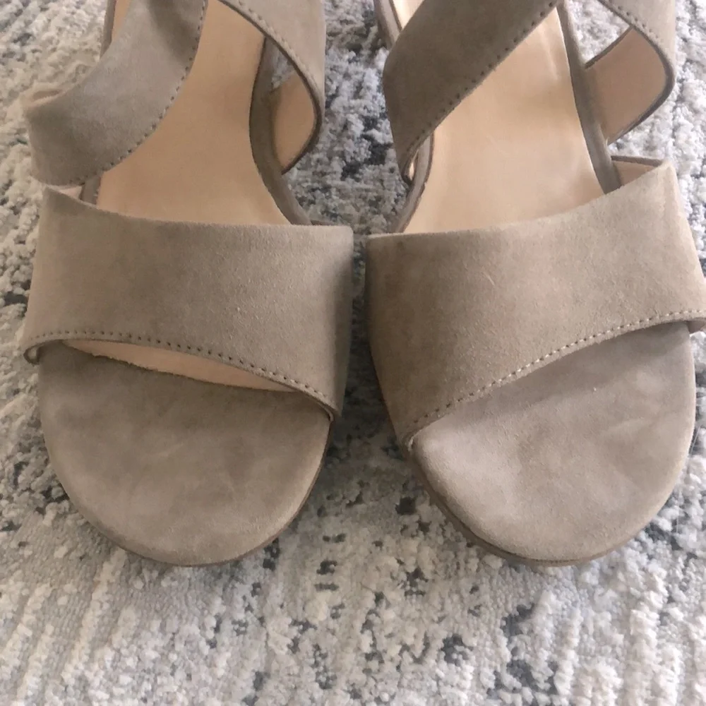 Paul Green Suede Kitten Heel Sandals Wooden Heel Buckle Handmade 6.5